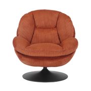 Fauteuil pivotant en velours côtelé terracotta - Topi