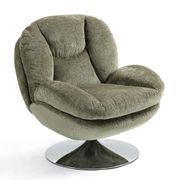 Fauteuil pivotant en velours kaki - Topi