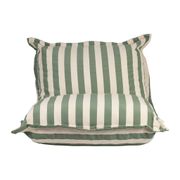 Fauteuil pouf d'extérieur en tissu rayé sauge et écru 110xh70cm - Sola