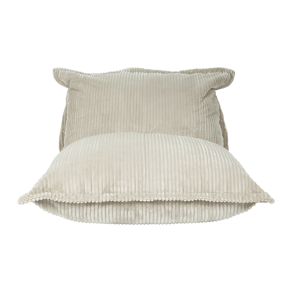 Fauteuil pouf en velours côtelé beige - Sola