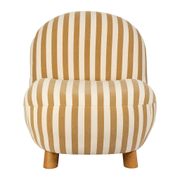Fauteuil rayé en coton camel et bois d'hévéa - Belly