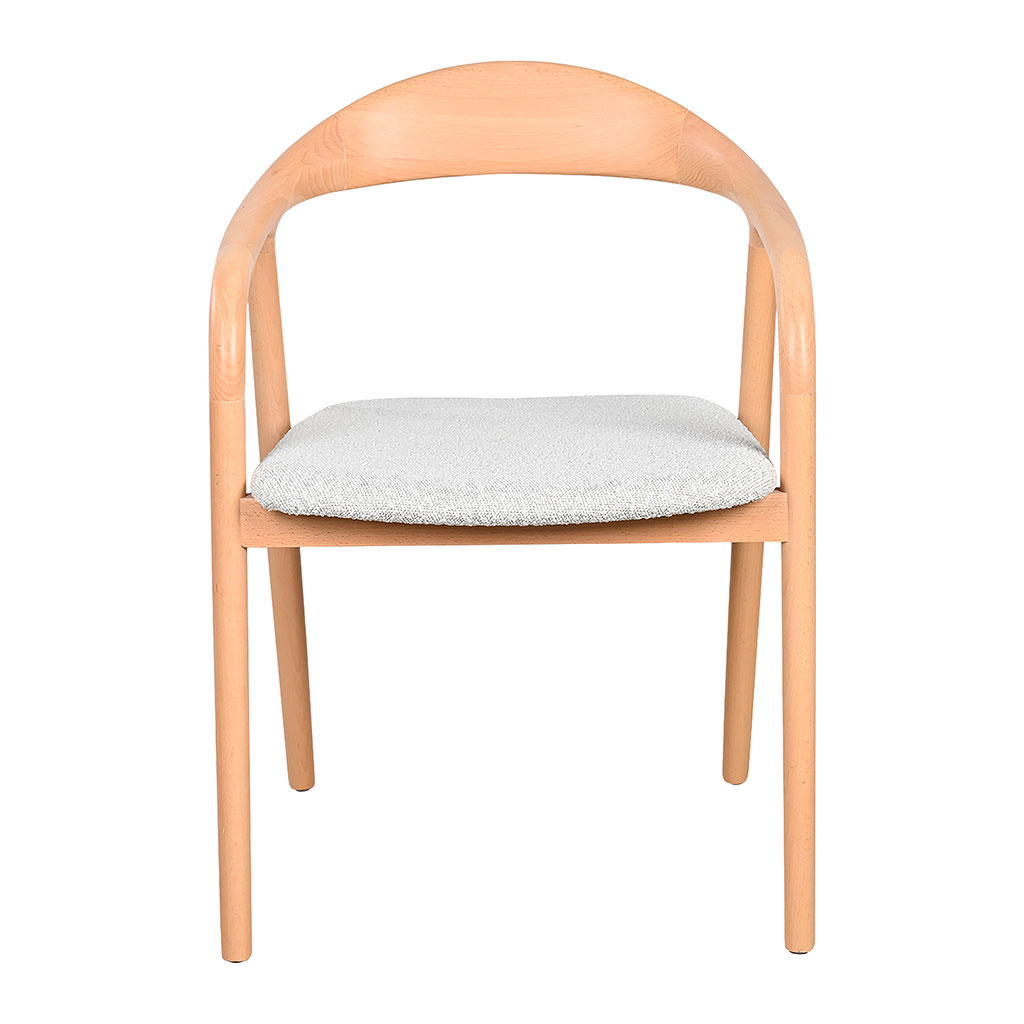 Fauteuil repas en tissu blanc cassé - Revano