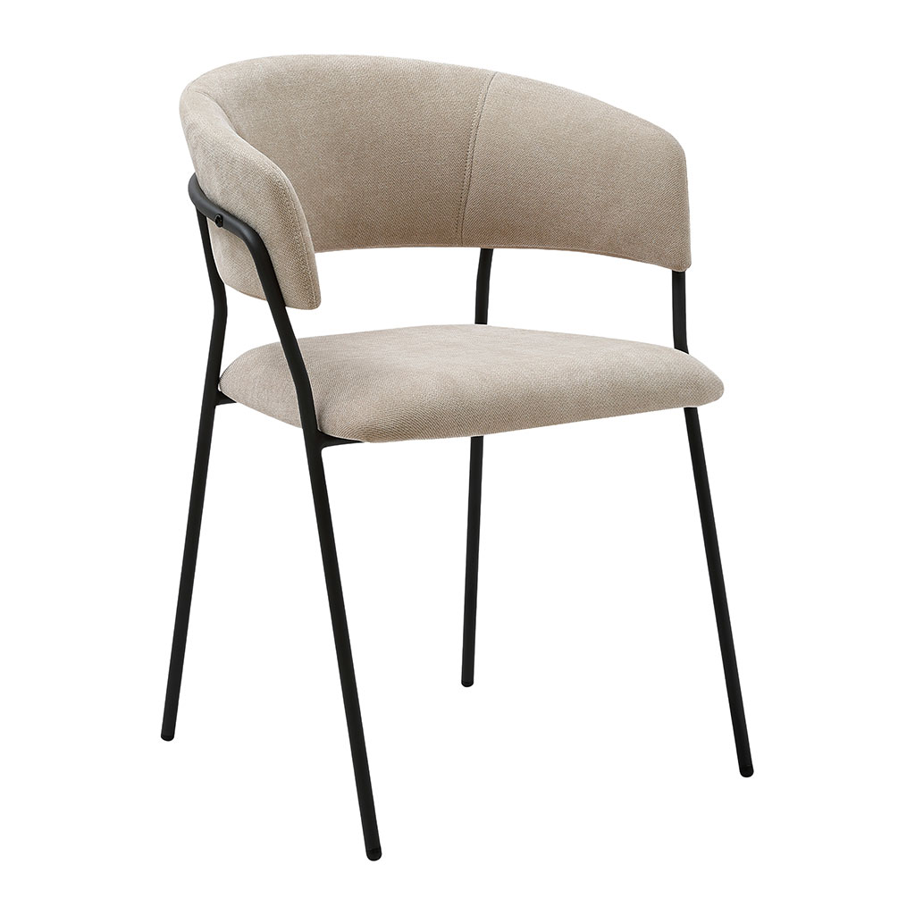 Fauteuil repas en tissu et fer beige - Wilona