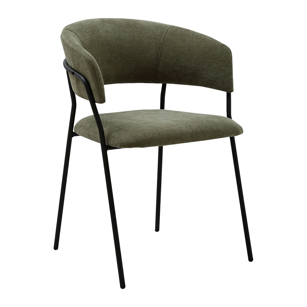 Fauteuil repas en tissu et fer kaki - Wilona