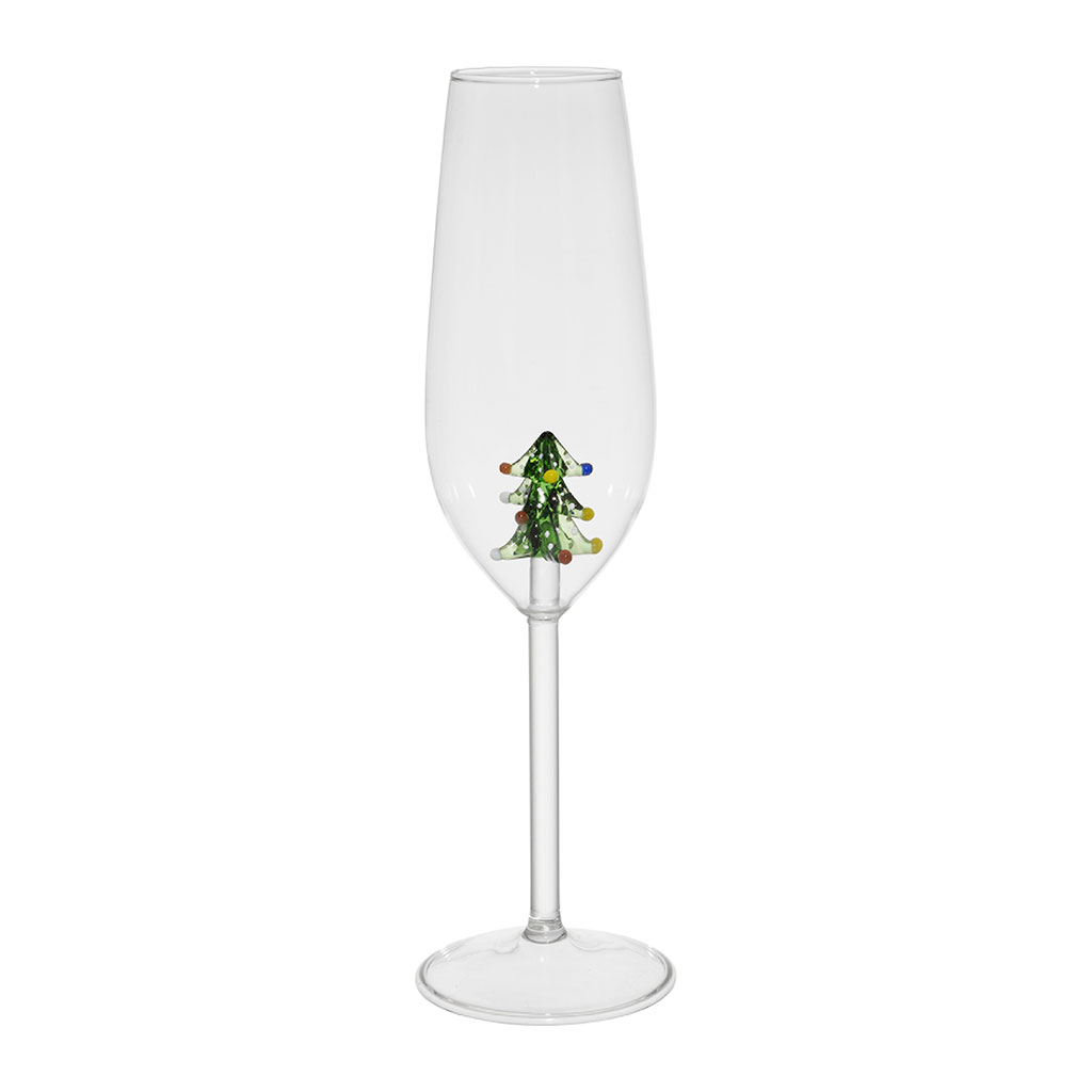 Flute sapin en verre borosilicate vert 25cl - Noel