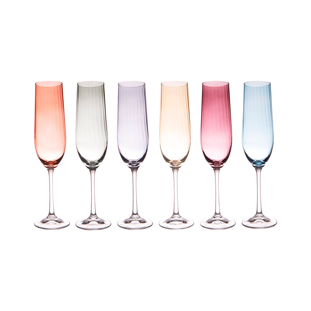 Flûtes à champagne x6 en cristallin multicolore 19cl - Lumen
