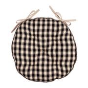 Galette chaise ronde en coton noir d40cm - Campagne