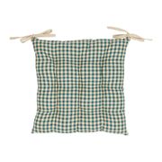 Galette de chaise à carreaux en coton bleu antique 40x40cm