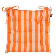Galette de chaise en coton rayée orange et écru 46x46cm - Kim