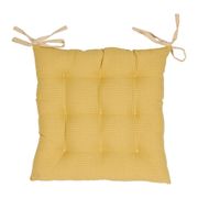 Galette de chaise rayée en coton jaune 40x40cm - Campagne