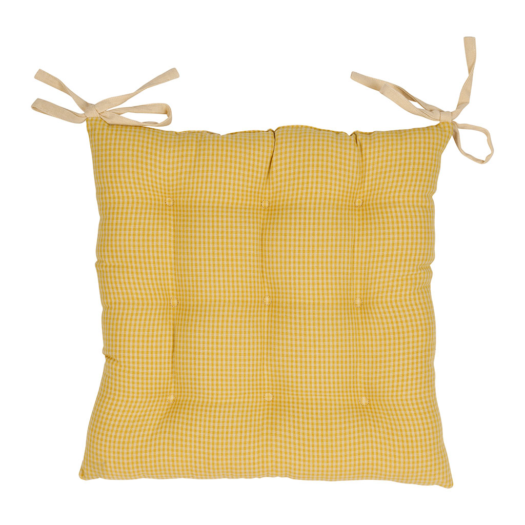 Galette de chaise rayée en coton jaune 40x40cm - Campagne
