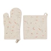 Gant et manique en coton beige - Lucile