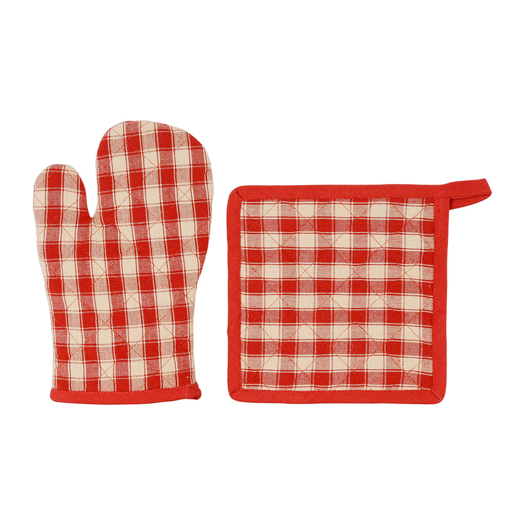 Gant manique en coton rouge 26x20cm - Campagne