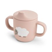 Gobelet à bec en silicone rose avec 2 poignées 120ml - Tiny farm