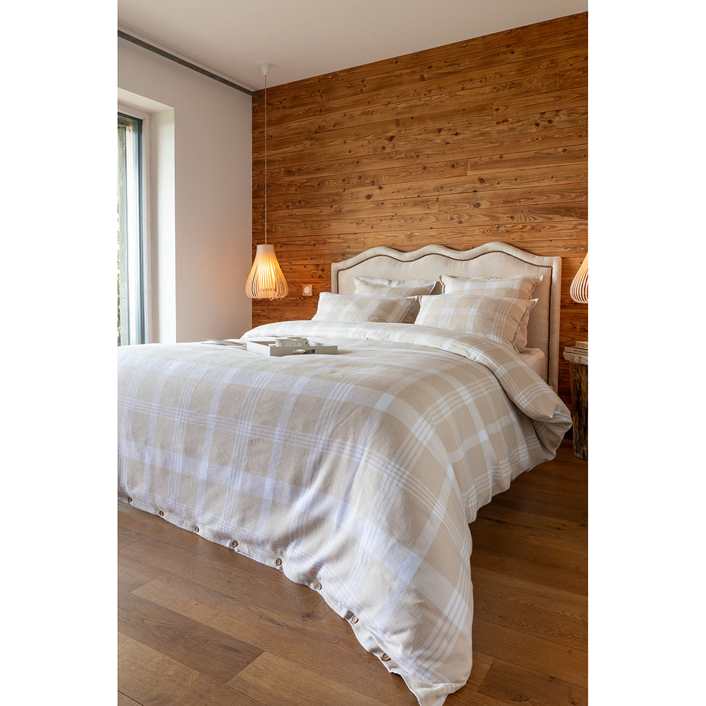 Housse de couette en flanelle de coton beige 260x240cm - Hector
