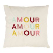 Housse de coussin en coton "amour" multicolore et écru 45x45cm - Famille
