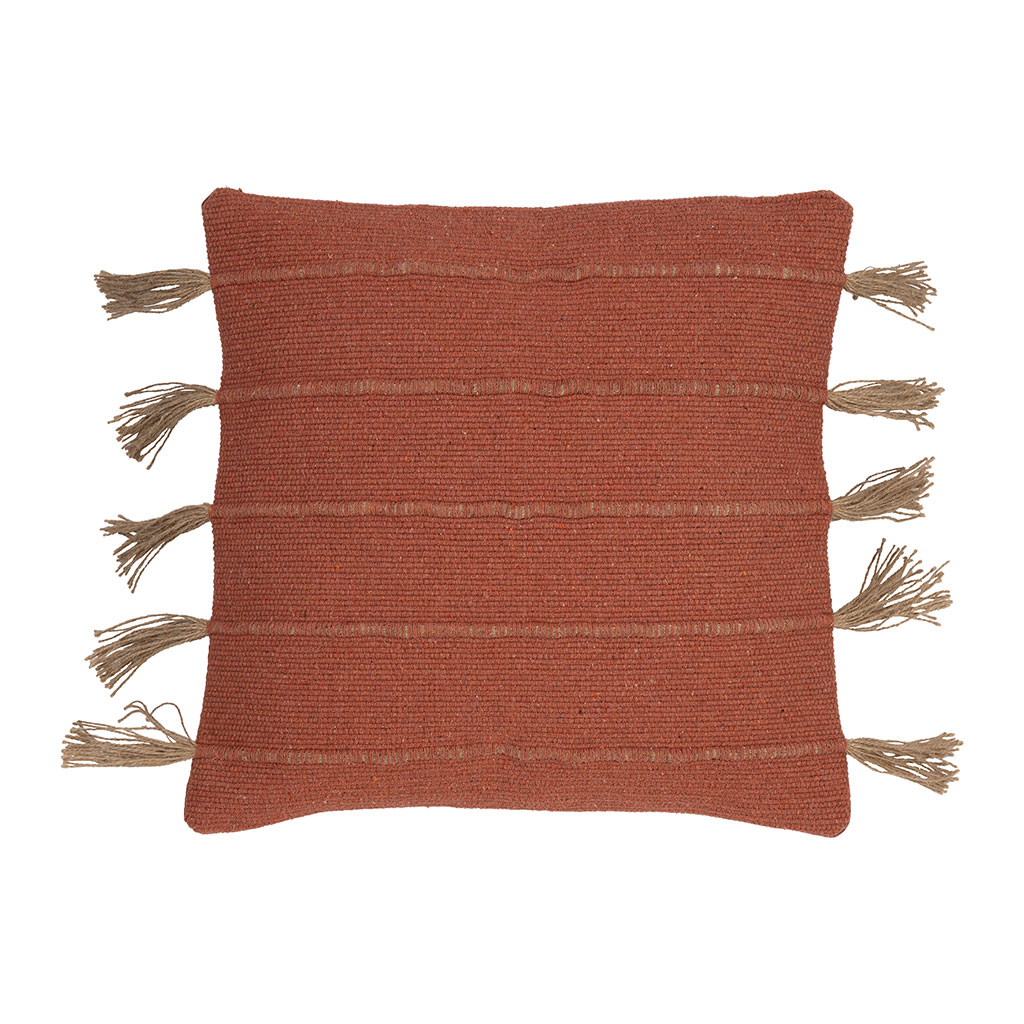 Housse de coussin en coton et jute terracotta 45x45cm - Kolore