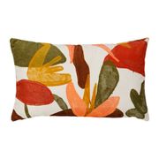 Housse de coussin en coton et velours vert, jaune, terracotta 50x30cm - Bitki