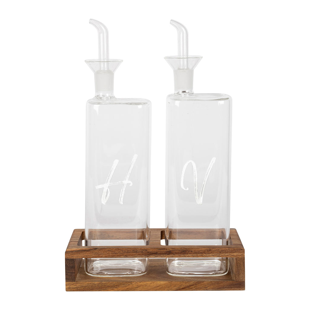 Huilier vinaigrier en verre borosilicate blanc avec support 45cl - Voidita