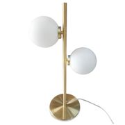 Lampe 2 globes en verre opaline doré - edmond 
