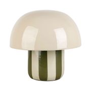 Lampe champignon en fer rayé kaki et écru h20cm E14 - Arty fun