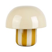 Lampe champignon en fer rayé moutarde et écru h20cm E14 - Arty fun