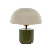 Lampe champignon en fer vert et écru h24cm - Champart