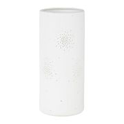 Lampe cylindre fleur blanc h24cm