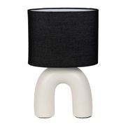Lampe en céramique & coton ecru & noir h34.5cm - Organic