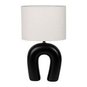 Lampe en céramique ecru et coton noir h45cm - Organic