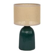 Lampe en lin et céramique émeraude h28cm E14 - Essencia
