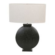 Lampe en céramique et lin h35cm noir et naturel - Eissalet