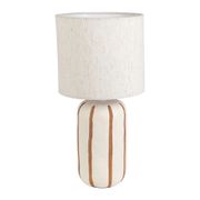 Lampe en lin et céramique rayée brun et blanc h40cm E27 - Paese