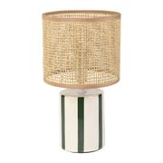 Lampe en céramique rayée émeraude et blanc h27cm - Medi