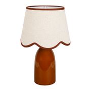 Lampe en lin et céramique marron h38cm E14 - Romancero