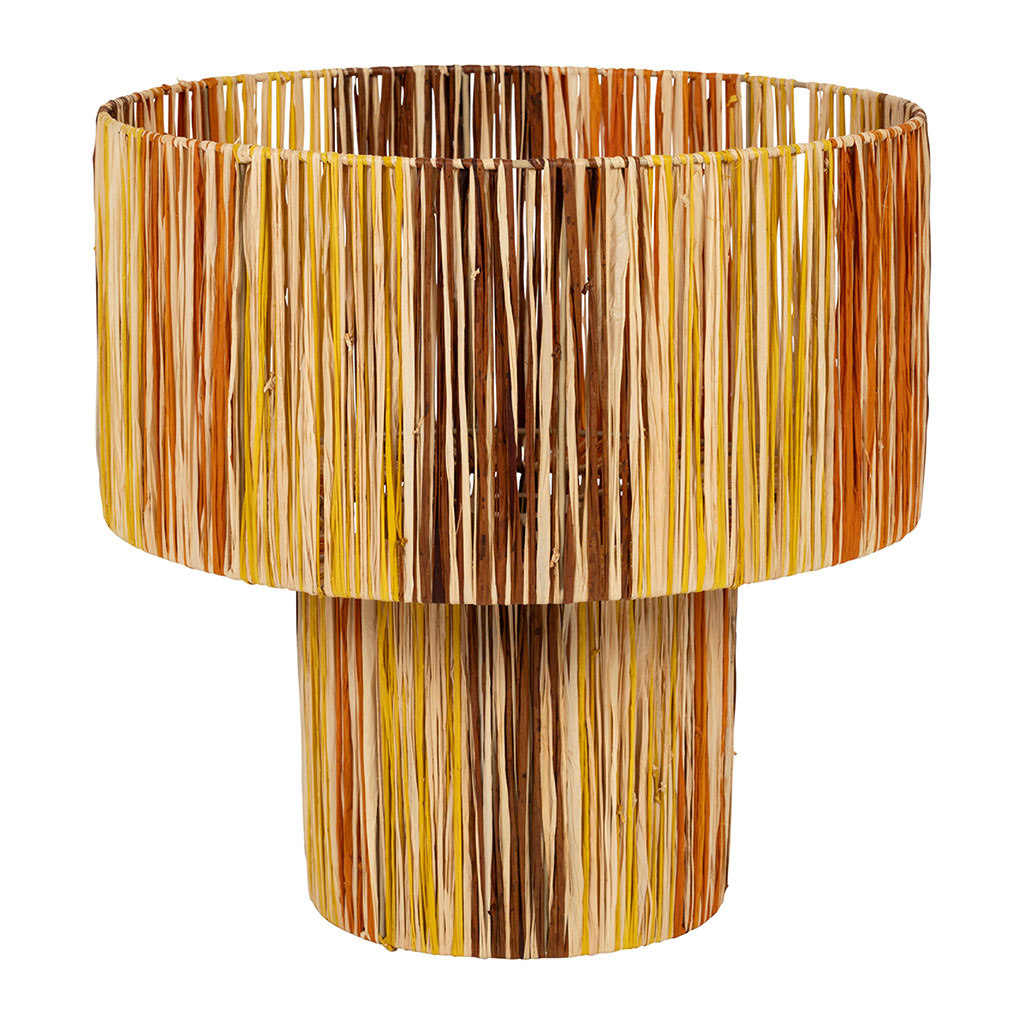 Lampe en fer et raphia multicolore h40cm  - Seguia