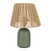 Lampe en raphia et terre cuite émeraude mat h32cm E27 - Nira