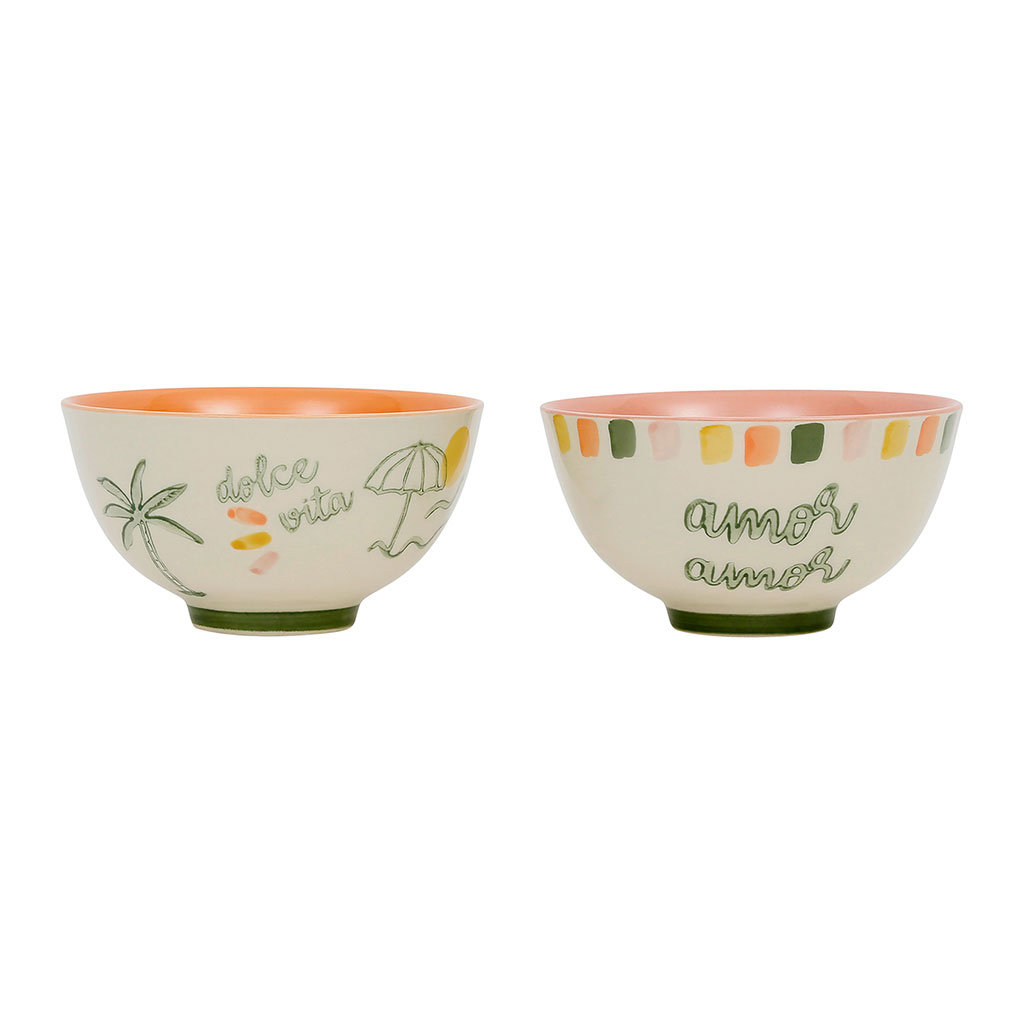 Lot de 2 bols en grès multicolore 30cl - Dolce Vita