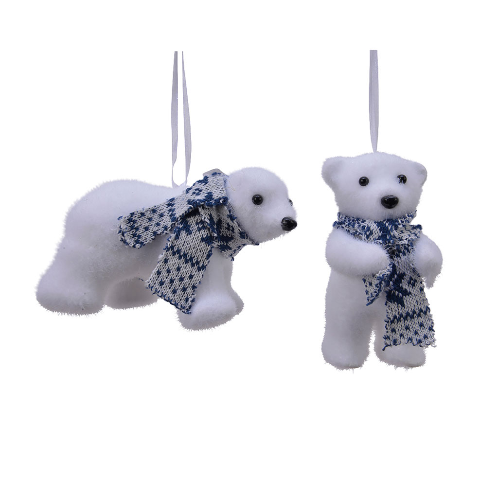 Lot de 2 ornements en mousse blanc ours polaire