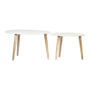 Lot de 2 tables basse en marbre et manguier blanc 76x50xh45cm - Organic