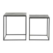 Lot de 2 tables gigogne rectangle en aluminium et fer noir - Felia