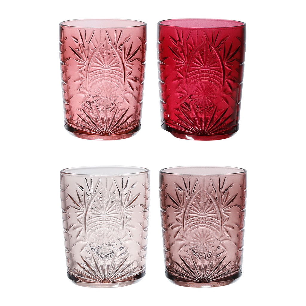 Lot de 4 gobelets en verre rose 35cl - Starla