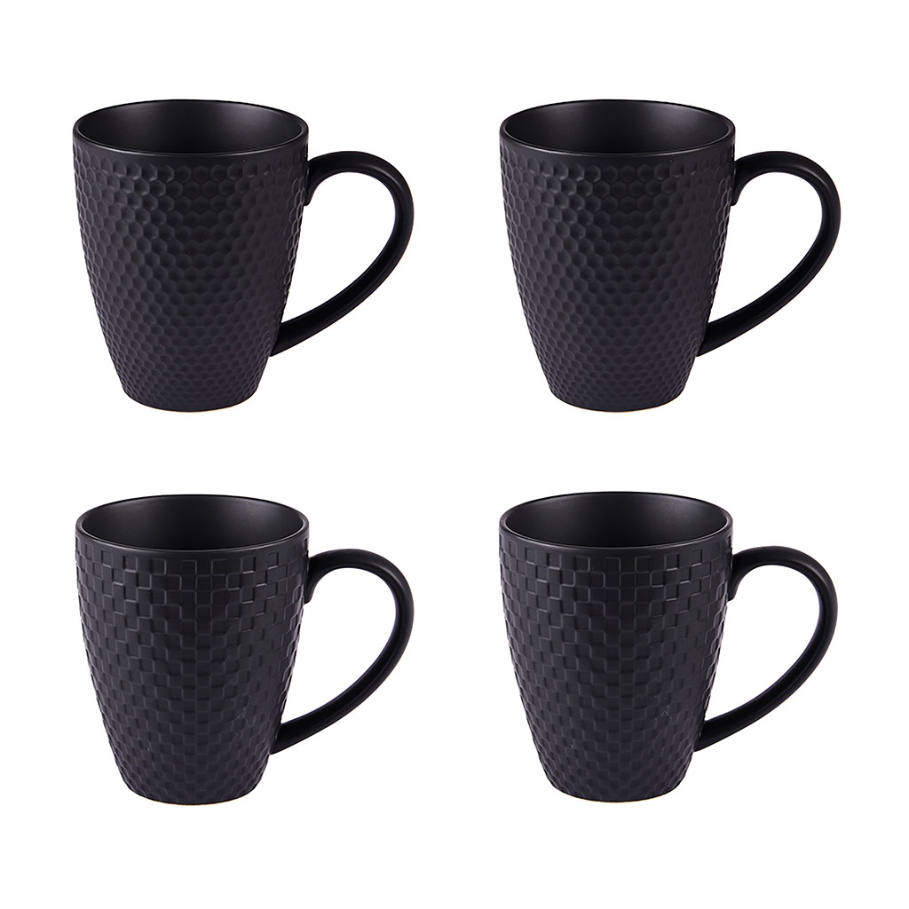 Lot de 4 mugs en porcelaine noir mat