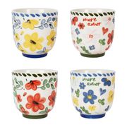 Lot de 4 tasses en grès fleur multicolore 17cl - Bellagio