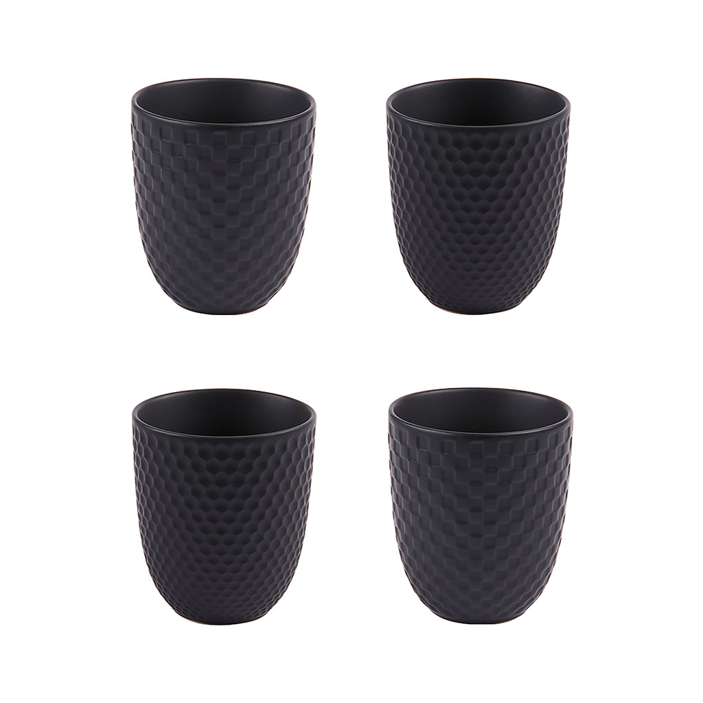 Lot de 4 tasses en porcelaine noir mat