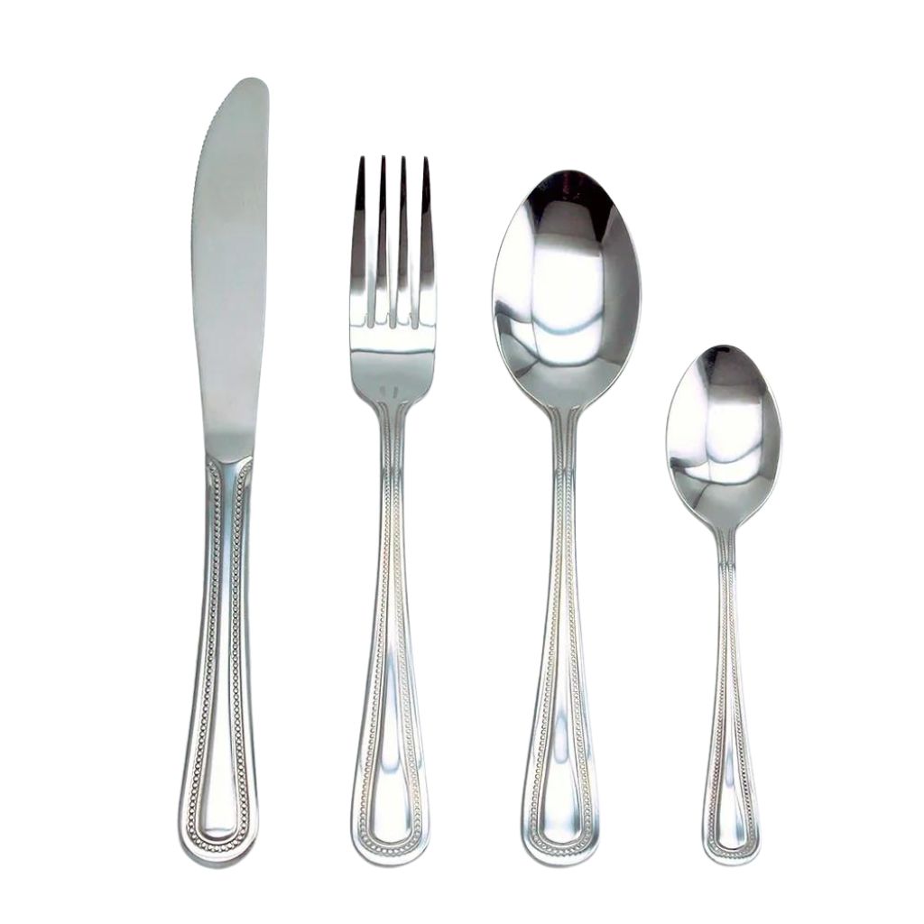 Ménagère 24 pièces en inox argent - perle