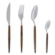 Menagere 24 pièces en inox et effet bois - Amsterdam