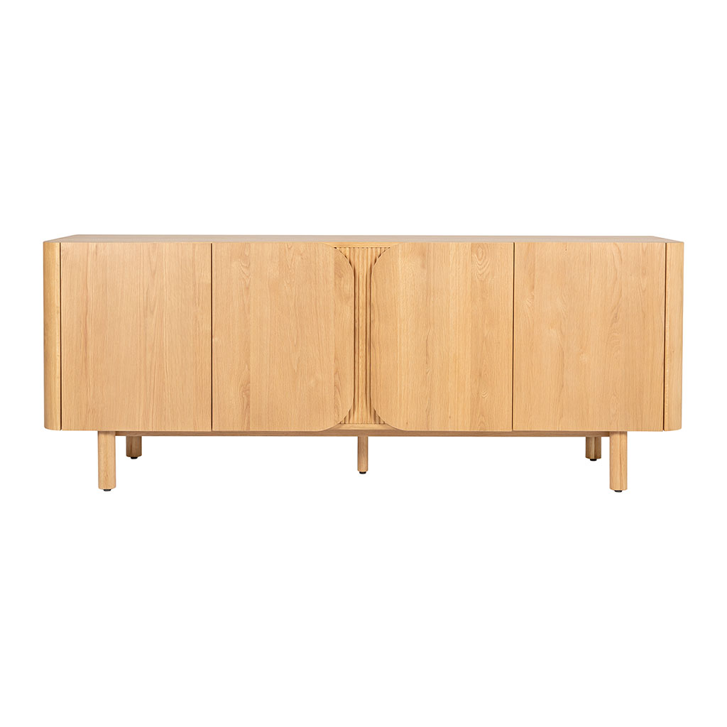 Meuble bas 4 portes en chêne naturel 200xh80cm - Sirocco