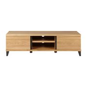 Meuble TV naturel en chêne 2 portes L150cm - Manny