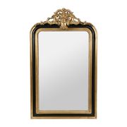 Miroir baroque noir et doré en bois - Féerie